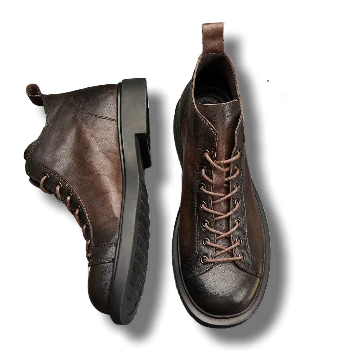 Brounvanm Top-Grain Cowhide Leather British Vintage Short Boots 3cm Men's 19