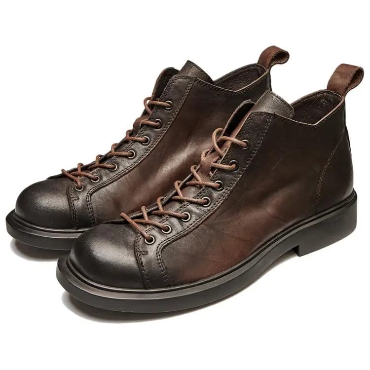 Brounvanm Top-Grain Cowhide Leather British Vintage Short Boots 3cm Men's 7