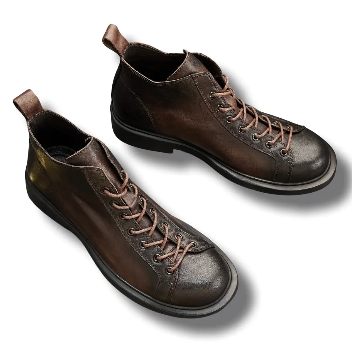 Brounvanm Top-Grain Cowhide Leather British Vintage Short Boots 3cm Men's 17