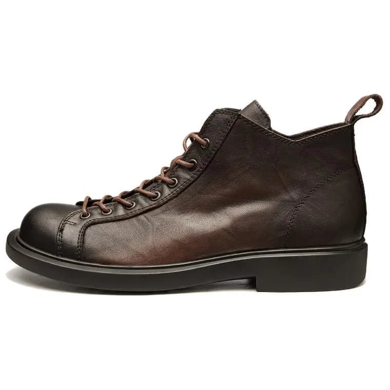 Brounvanm Top-Grain Cowhide Leather British Vintage Short Boots 3cm Men's