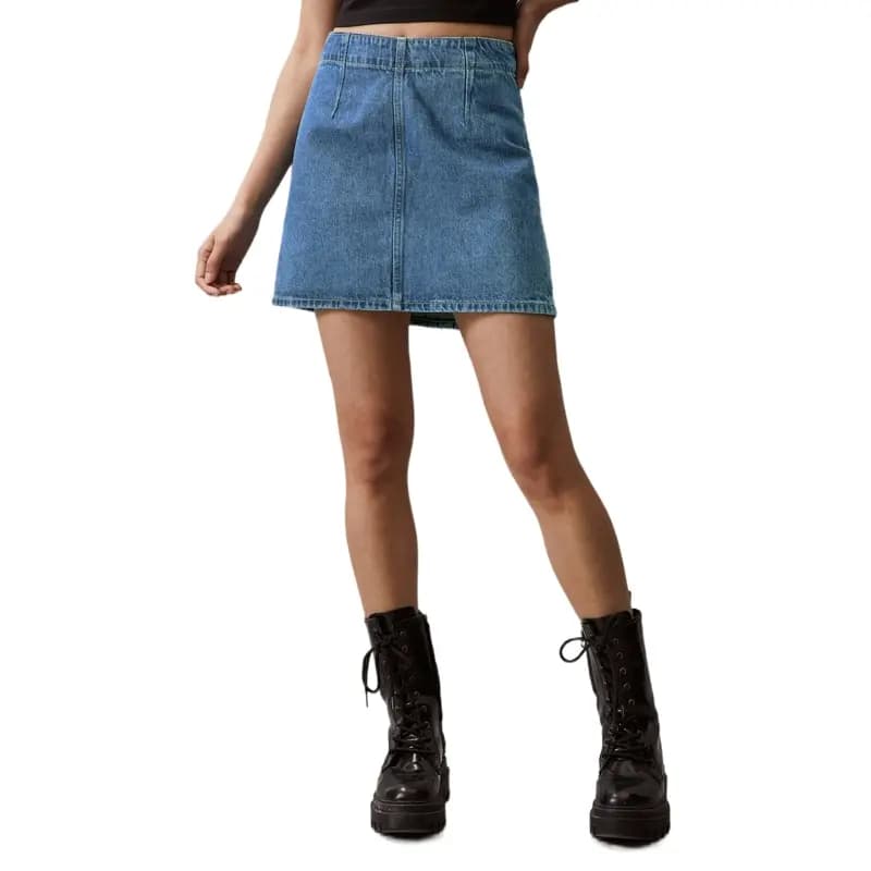 CALVIN KLEIN Denim Short Skirt Qadın Mavi 4