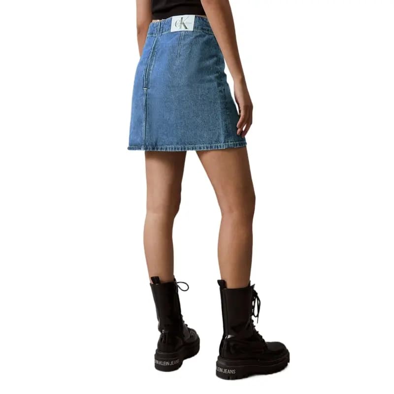 CALVIN KLEIN Denim Short Skirt Qadın Mavi 5