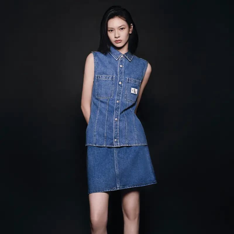 CALVIN KLEIN Denim Short Skirt Qadın Mavi 3