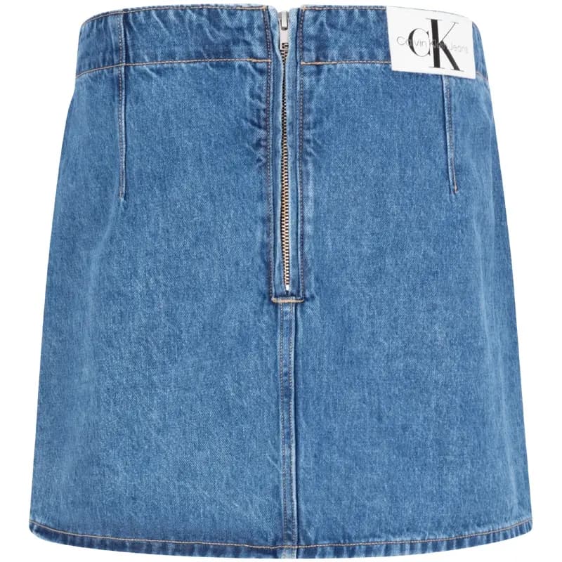 CALVIN KLEIN Denim Short Skirt Qadın Mavi 2