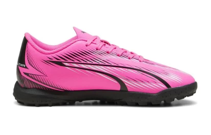 PUMA Ultra Play Low-Top Uşaq Futbol Ayaqqabısı Çəhrayı/Qara/Ağ 2