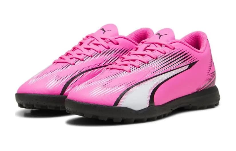 PUMA Ultra Play Low-Top Uşaq Futbol Ayaqqabısı Çəhrayı/Qara/Ağ 4
