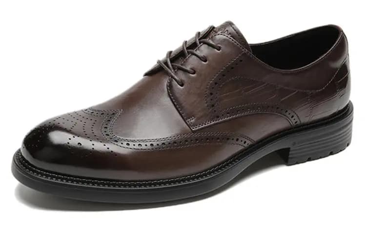 AOKANG Leather British Comfort Classic Versatile Dress Shoes Men's Brown 2