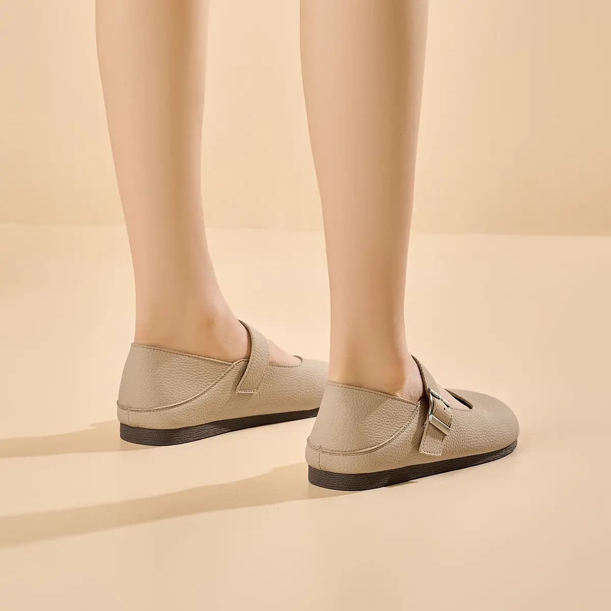 GEMEIQ PU Round Toe Vintage Mary Jane Shoes Qadın 12