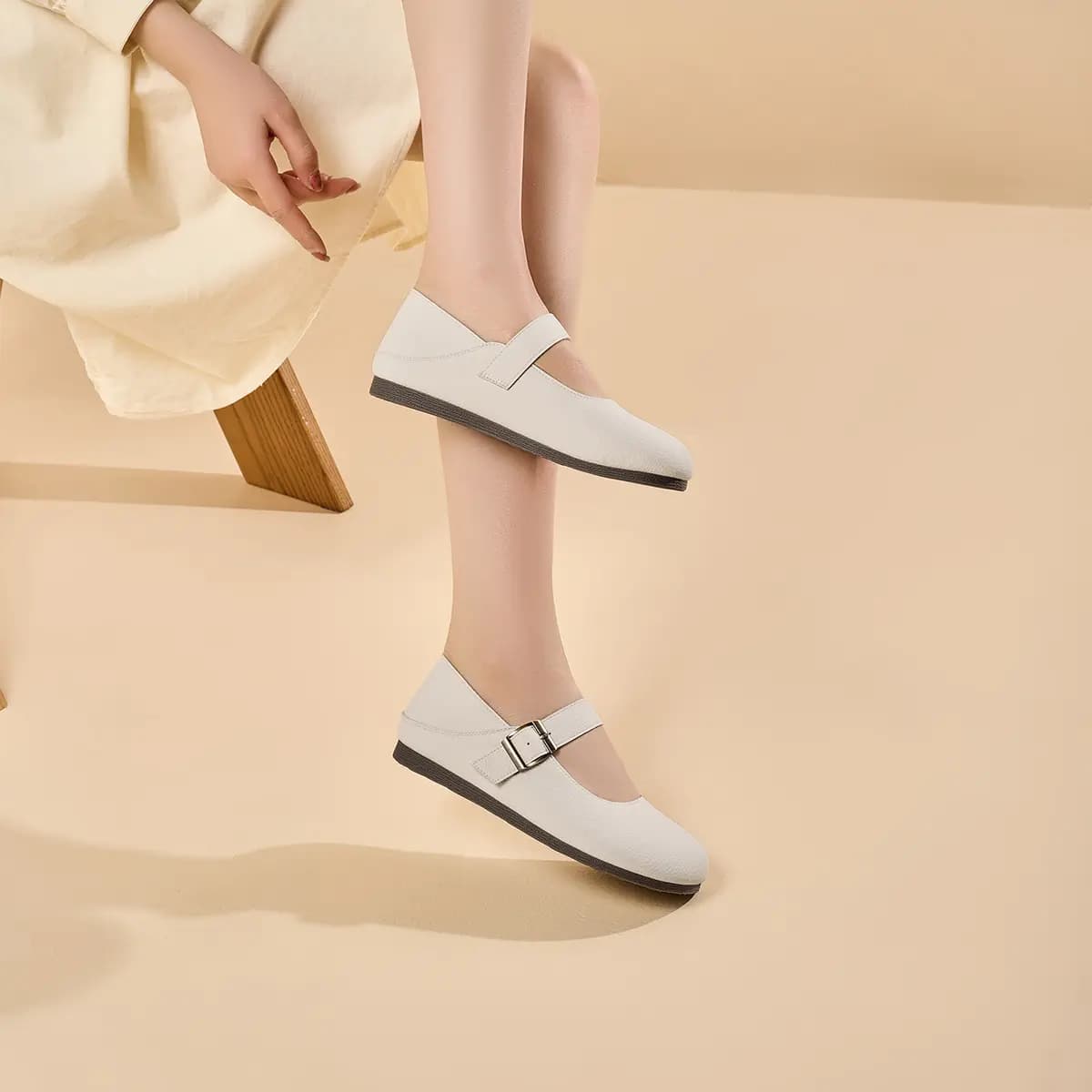 GEMEIQ PU Round Toe Vintage Mary Jane Shoes Qadın 6