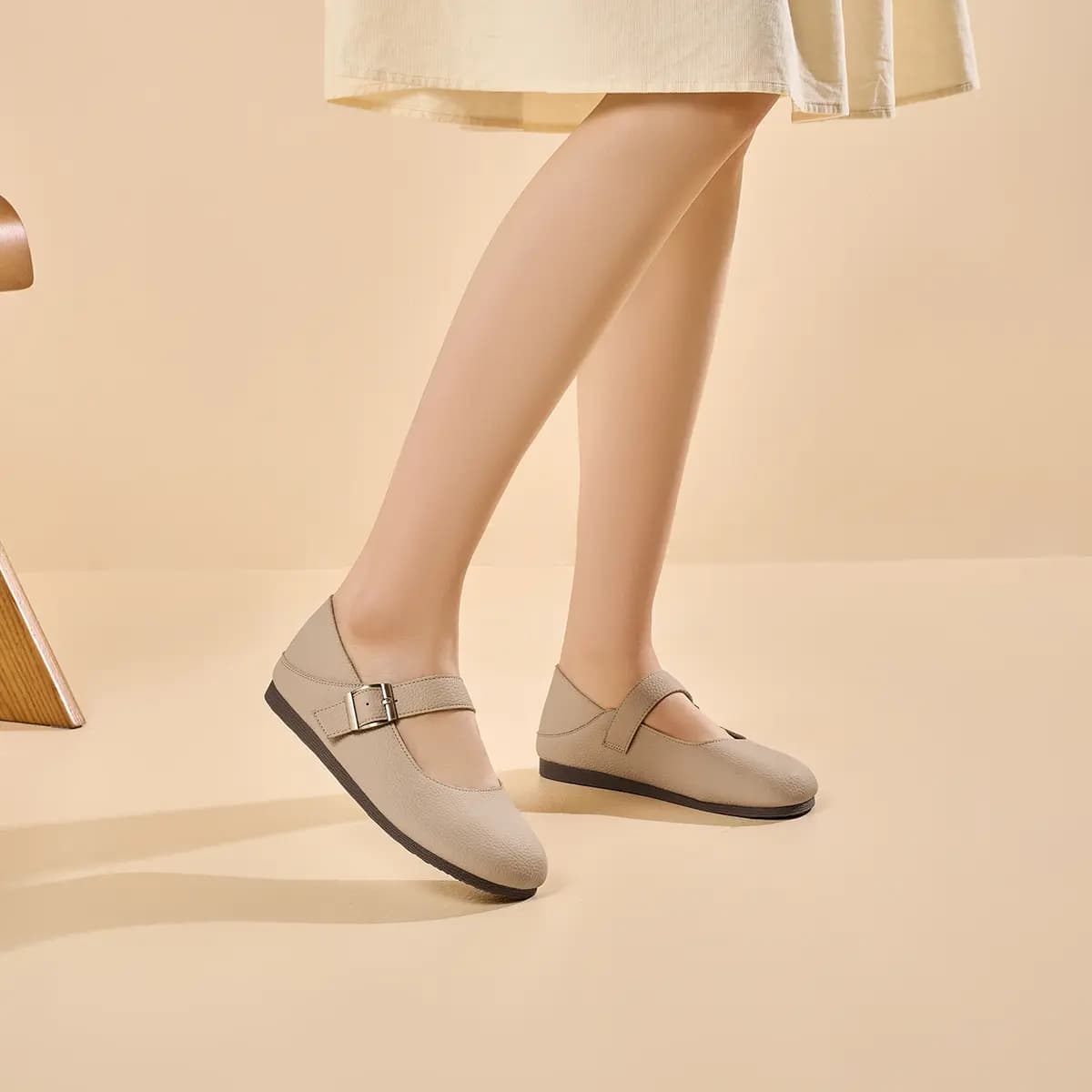 GEMEIQ PU Round Toe Vintage Mary Jane Shoes Qadın 11