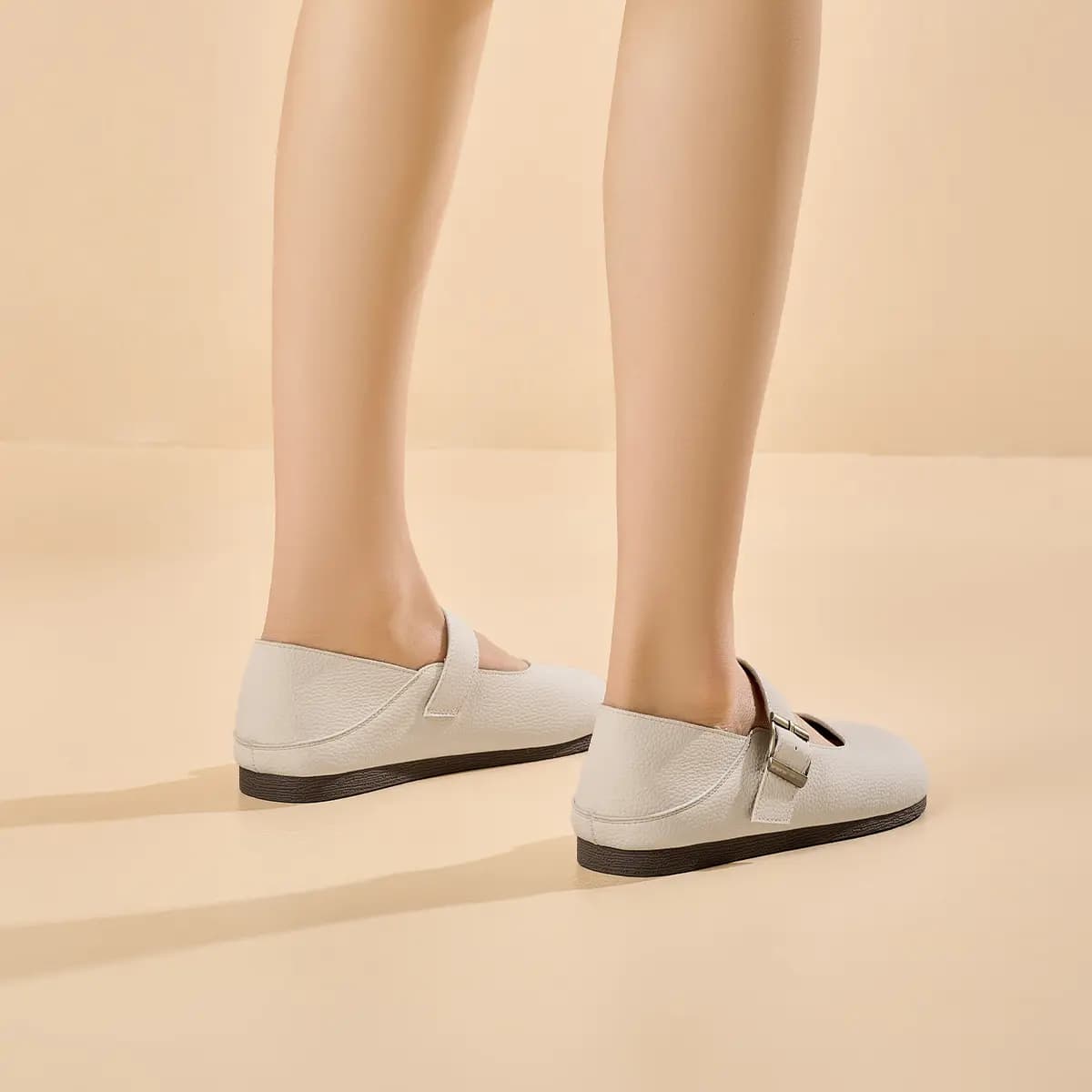 GEMEIQ PU Round Toe Vintage Mary Jane Shoes Qadın 4