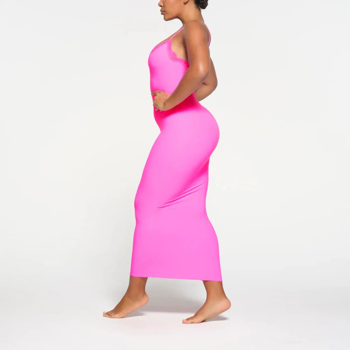 SKIMS FITS EVERYBODY LACE LONG SLIP DRESS Qadın Donu Taffy/Toffee 4