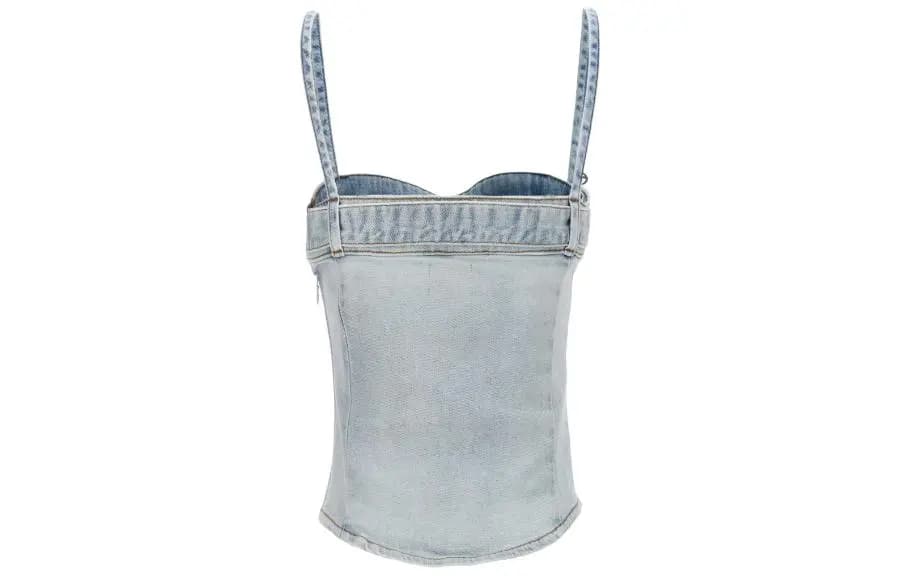 DIESEL De Lucy S Logo Plaque Denim Tank Top 2