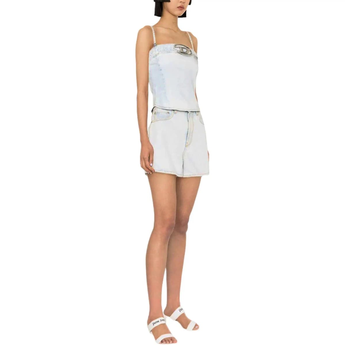 DIESEL De Lucy S Logo Plaque Denim Tank Top 3