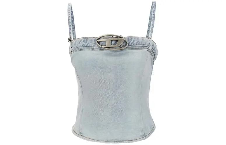 DIESEL De Lucy S Logo Plaque Denim Tank Top