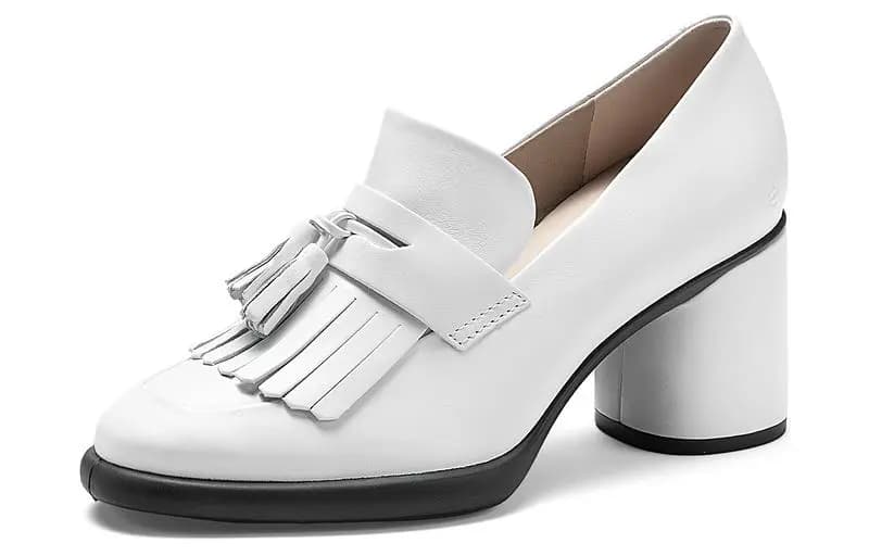 Ecco Chunky Heel High Heels 8cm Women's White