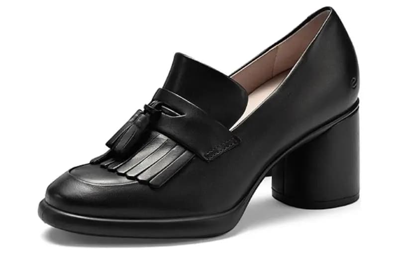 Ecco Chunky Heel High Heels 8cm Women's Black 4