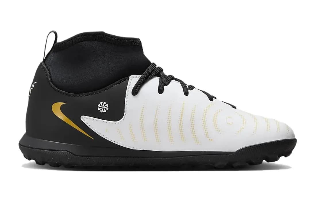 Nike Jr Phantom Luna II Club TF Cushioning Wear-Resistant Mid-Top Kids' Soccer Shoes Black White Teenagers 2