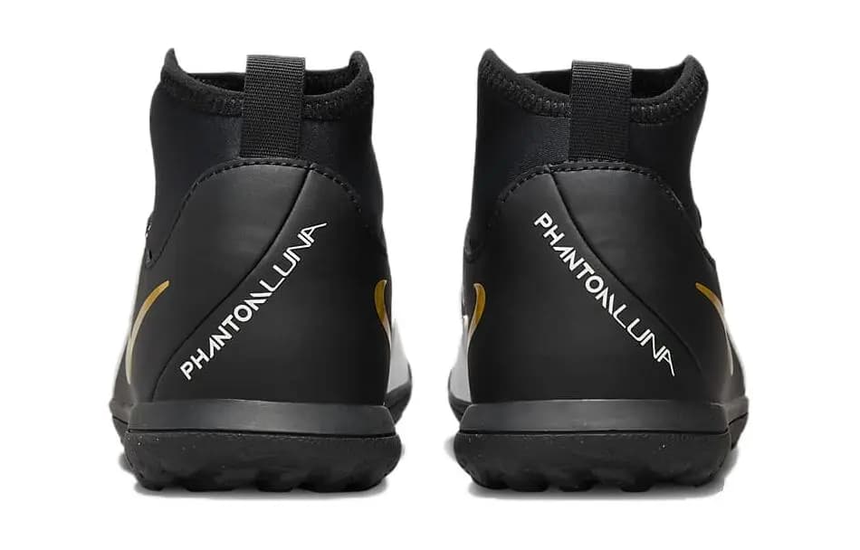Nike Jr Phantom Luna II Club TF Cushioning Wear-Resistant Mid-Top Kids' Soccer Shoes Black White Teenagers 4