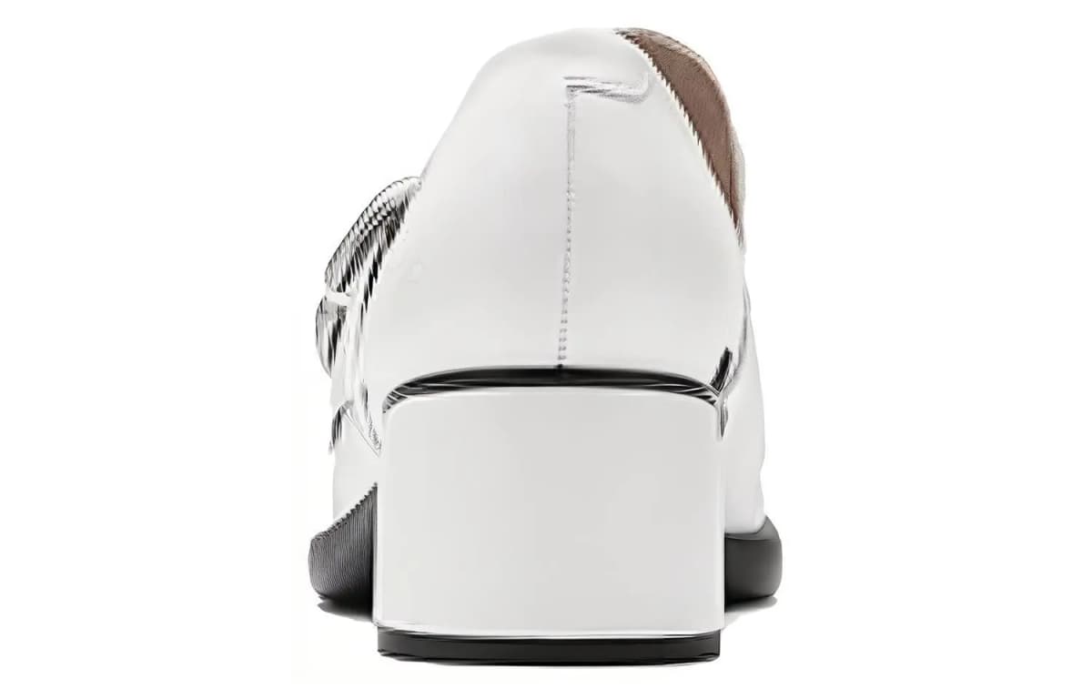 Ecco Chunky Heel High Heels 6.5cm Women's White 3