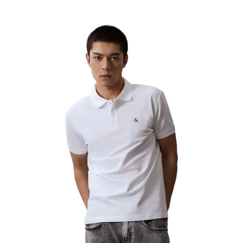 CALVIN KLEIN Jeans Logo Printli Qısaqol Polo Yaxa Köynək Kişi 19