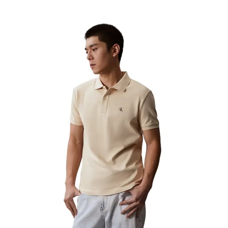 CALVIN KLEIN Jeans Logo Printli Qısaqol Polo Yaxa Köynək Kişi 7