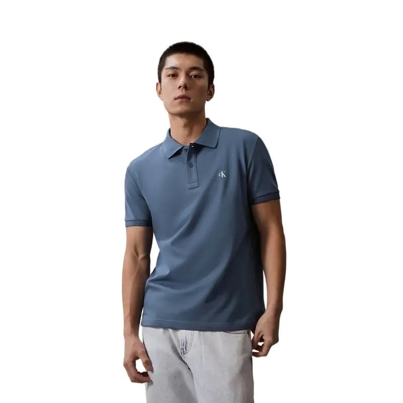 CALVIN KLEIN Jeans Logo Printli Qısaqol Polo Yaxa Köynək Kişi 11