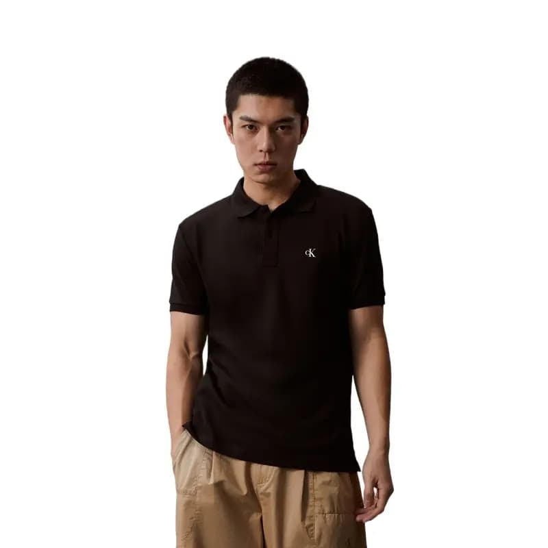 CALVIN KLEIN Jeans Logo Printli Qısaqol Polo Yaxa Köynək Kişi 3