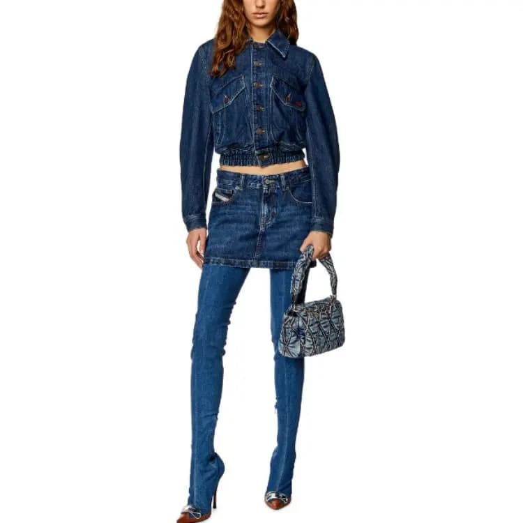 DIESEL SS24 Washed Low-Rise Y2K Pocket Denim Skirt Women's Dark Blue 3