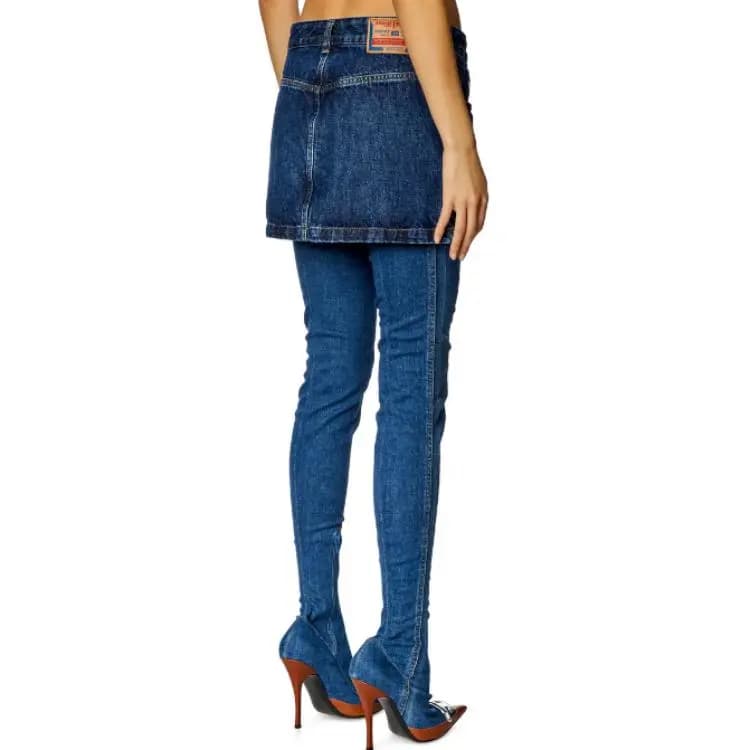 DIESEL SS24 Washed Low-Rise Y2K Pocket Denim Skirt Women's Dark Blue 4
