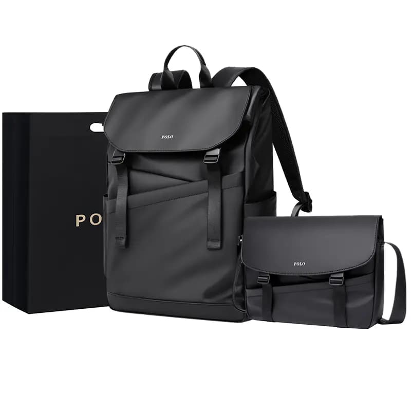 POLO Fabric Backpack Tubas Men's Black/Gray 3
