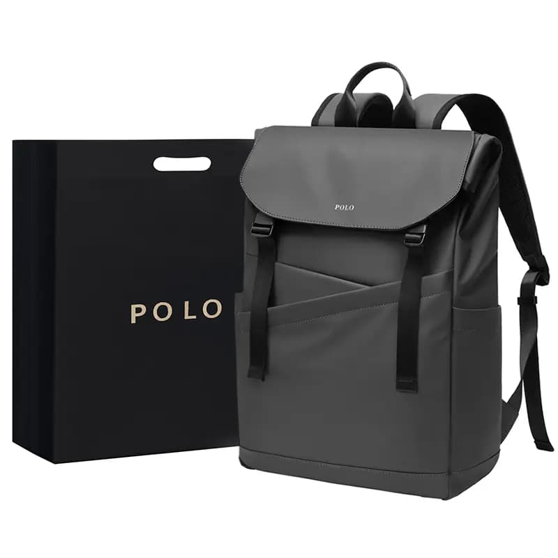 POLO Fabric Backpack Tubas Men's Black/Gray 25