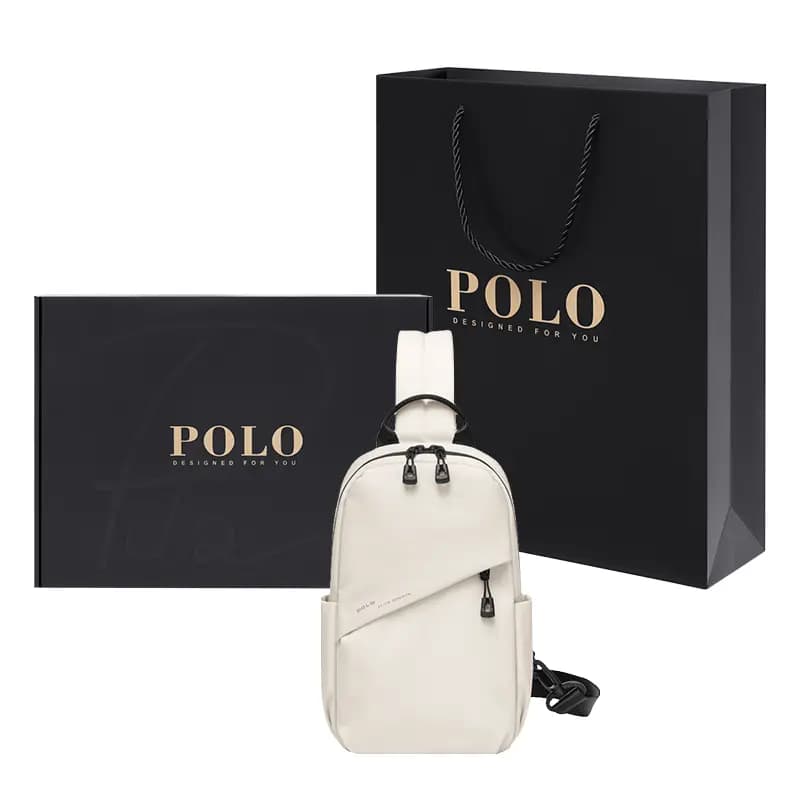 POLO Fabric Sling Bag Large Size Men's Ecru/Black