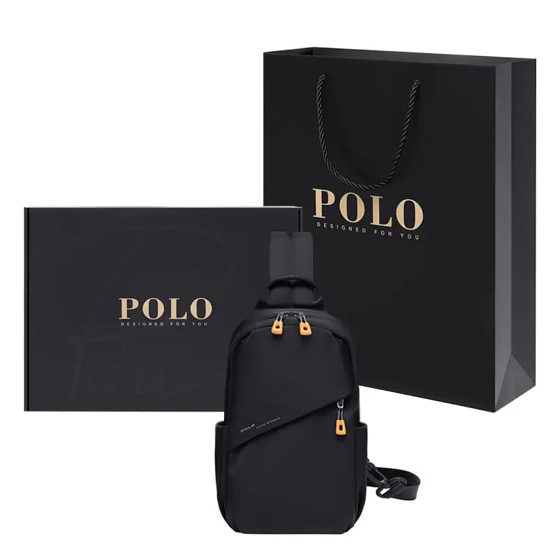 POLO Fabric Sling Bag Large Size Men's Ecru/Black 7
