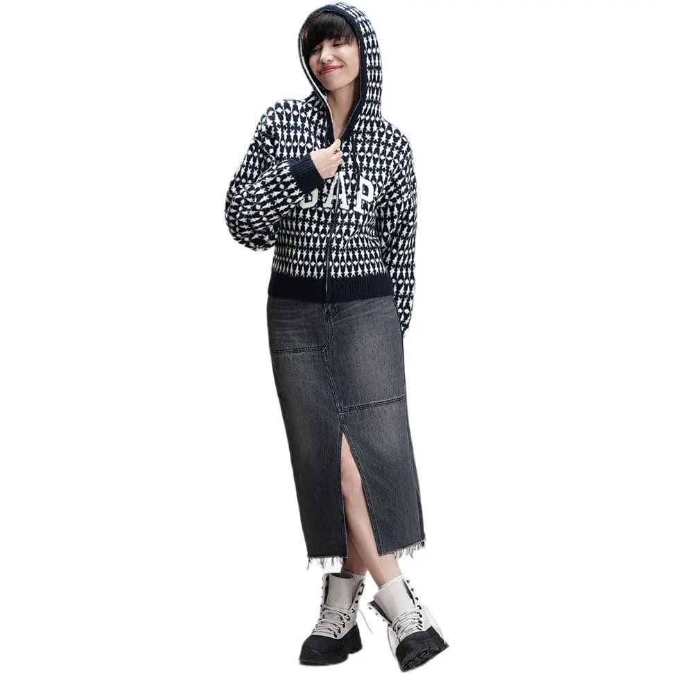 GAP x 8ON8 Collaboration Letter Hooded Zip Long Sleeve Knitwear Women's 4