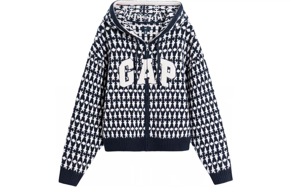GAP x 8ON8 Collaboration Letter Hooded Zip Long Sleeve Knitwear Women's 3