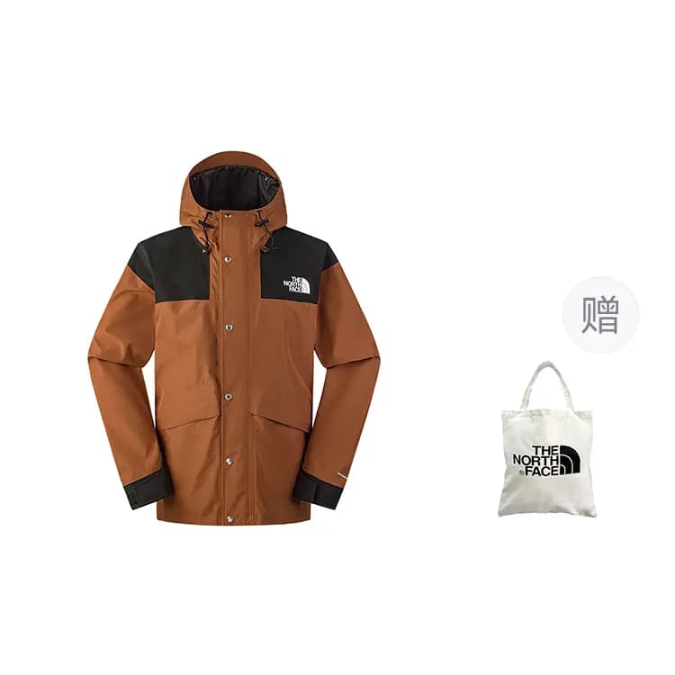 THE NORTH FACE Unisex 1986 Series Color-Block Hooded Single-Layer Shell Hiking Waterproof Windproof Breathable Quick-Dry Jacket Brown 8