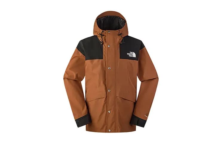THE NORTH FACE Unisex 1986 Series Color-Block Hooded Single-Layer Shell Hiking Waterproof Windproof Breathable Quick-Dry Jacket Brown 3