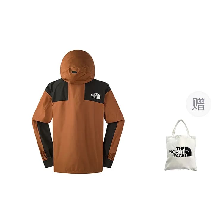 THE NORTH FACE Unisex 1986 Series Color-Block Hooded Single-Layer Shell Hiking Waterproof Windproof Breathable Quick-Dry Jacket Brown 9