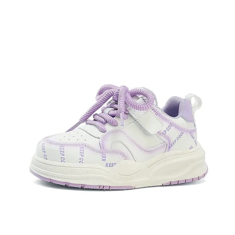 Kids Jeep Unisex Fashionable Fluorescent Lightweight Soft Sole Cushioned Wear-Resistant Sporty Casual Low-Top Skate Shoes White/Purple 3
