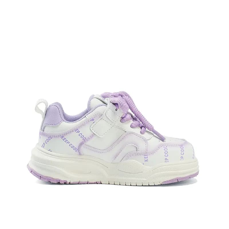 Kids Jeep Unisex Fashionable Fluorescent Lightweight Soft Sole Cushioned Wear-Resistant Sporty Casual Low-Top Skate Shoes White/Purple 2