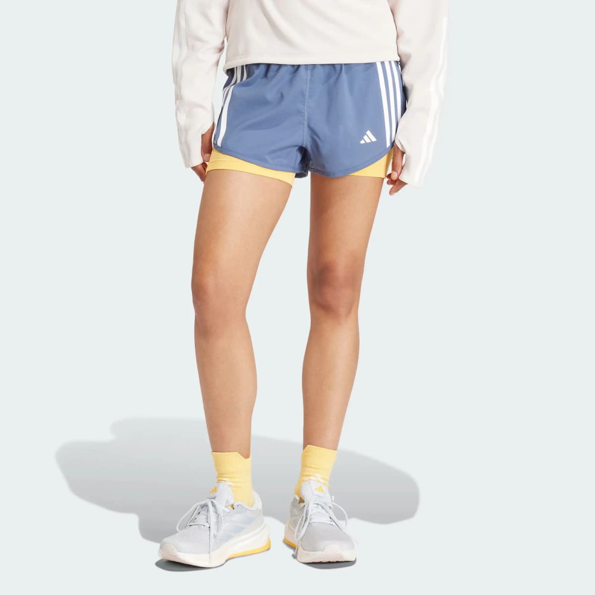 adidas OWN THE RUN 2-IN-1 SHORTS Three-Stripe Color Block Running 2-in-1 Shorts Women's Ink Blue 2