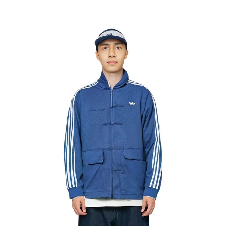 adidas originals SS24 Chinese Style Button Stand Collar Jacket Blue 4