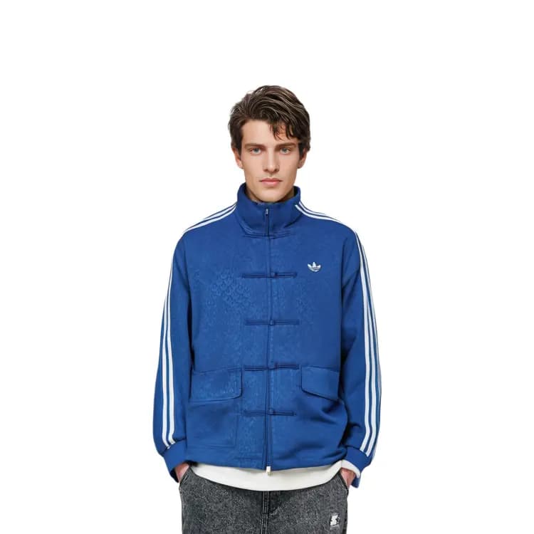 adidas originals SS24 Chinese Style Button Stand Collar Jacket Blue 3