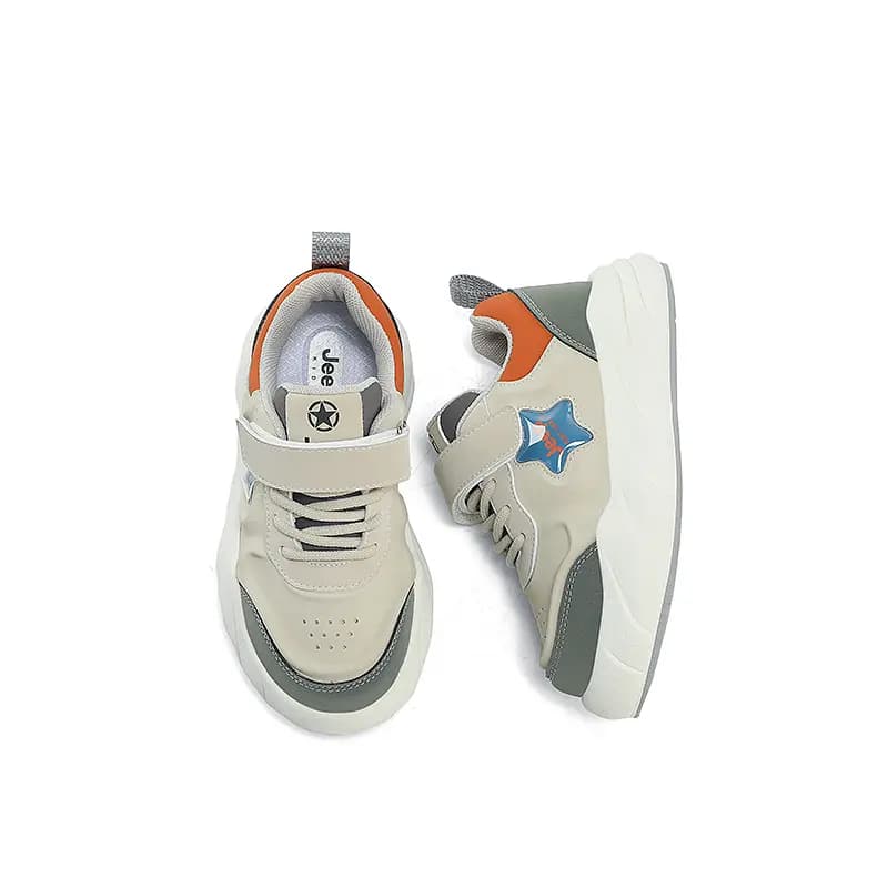 Jeep Kids Hook-and-Loop Easy On/Off Slip-Resistant Cushioned School Sports Casual Low-Top Board Shoes Beige 8