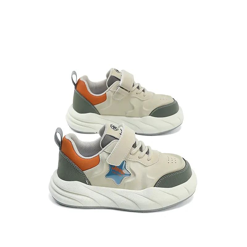 Jeep Kids Hook-and-Loop Easy On/Off Slip-Resistant Cushioned School Sports Casual Low-Top Board Shoes Beige 6