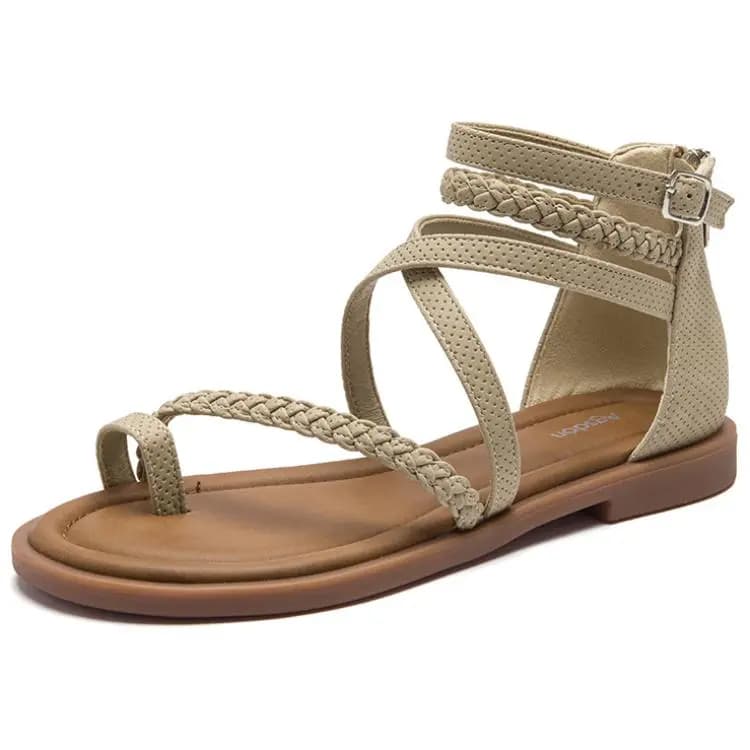 AGSDON Versatile Simple Casual Back Zipper Roman Sandals 1.6cm Women's 2