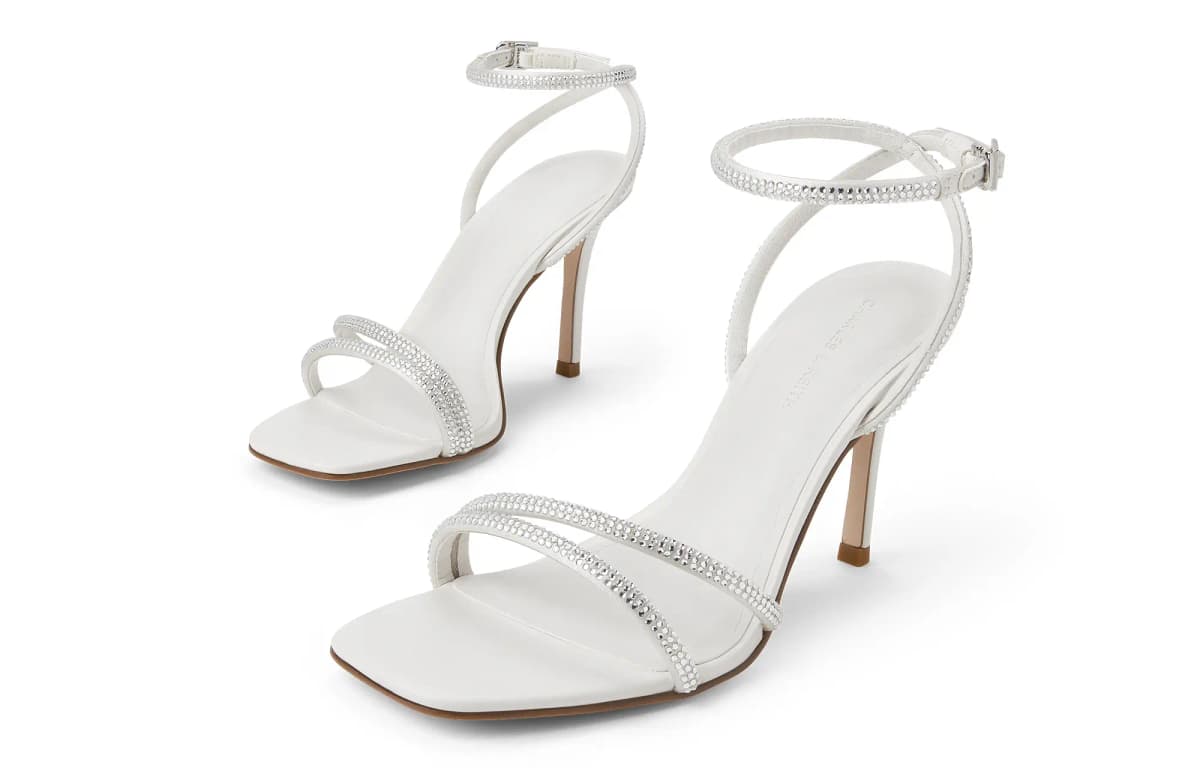 CHARLES&KEITH Qadın Hündürdaban Sandal Qara/Ağ 8