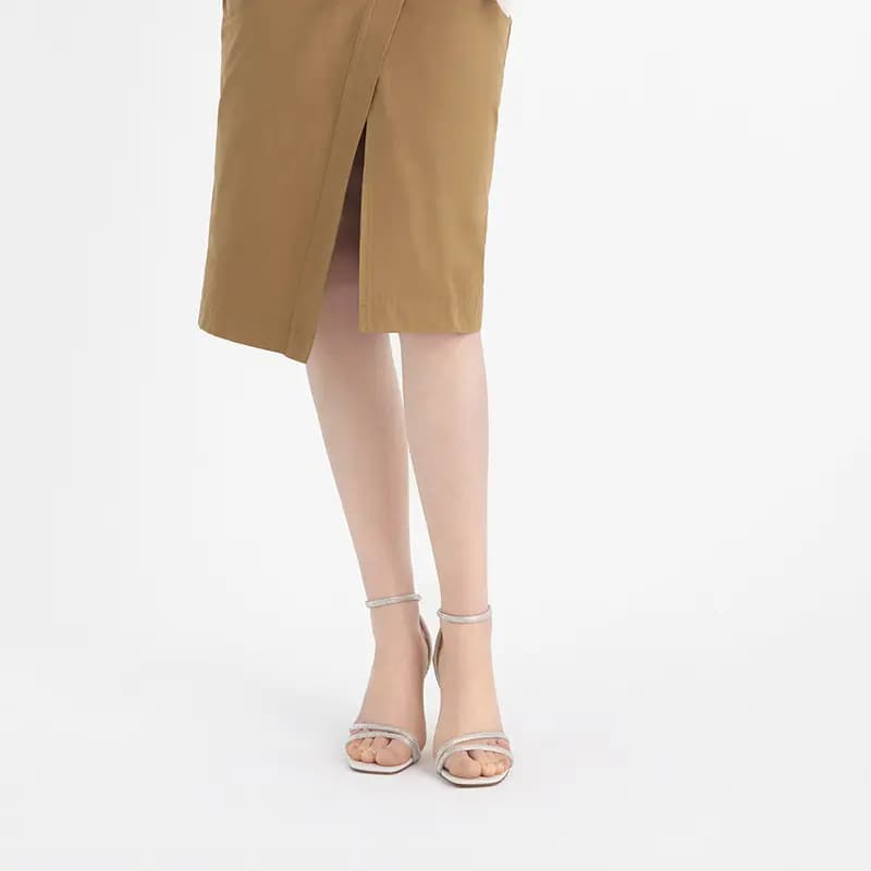 CHARLES&KEITH Qadın Hündürdaban Sandal Qara/Ağ 9