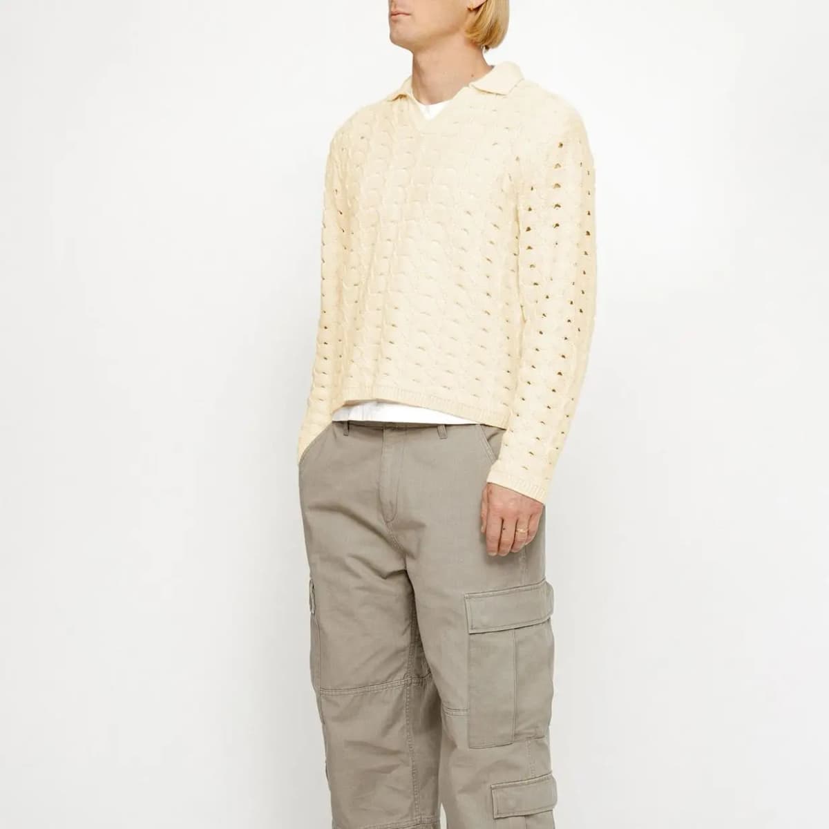 Stussy SS24 OPEN KNIT COLLARED SWEATER Knitwear Men's 5